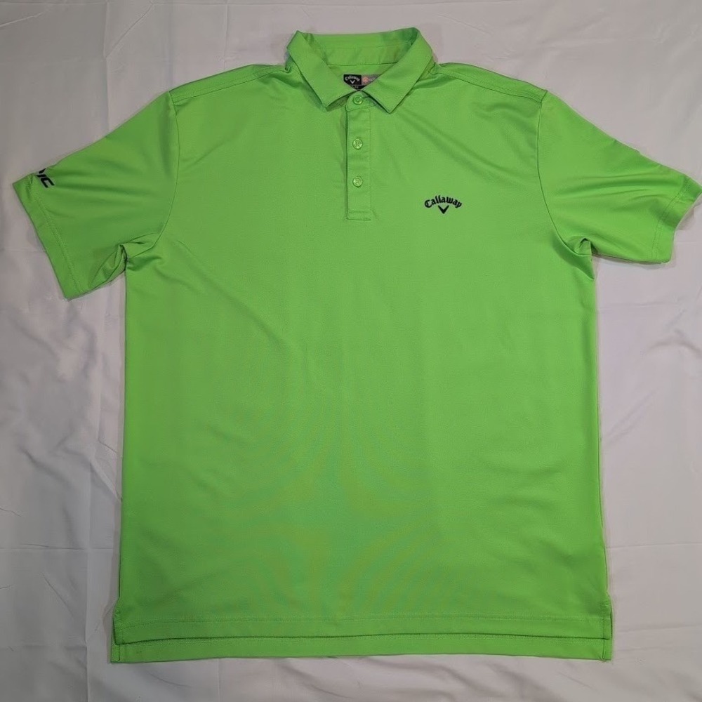 Callaway Epic Mens XL Lime Green Opti-Dri Golf Polo Shirt Performance Stretch